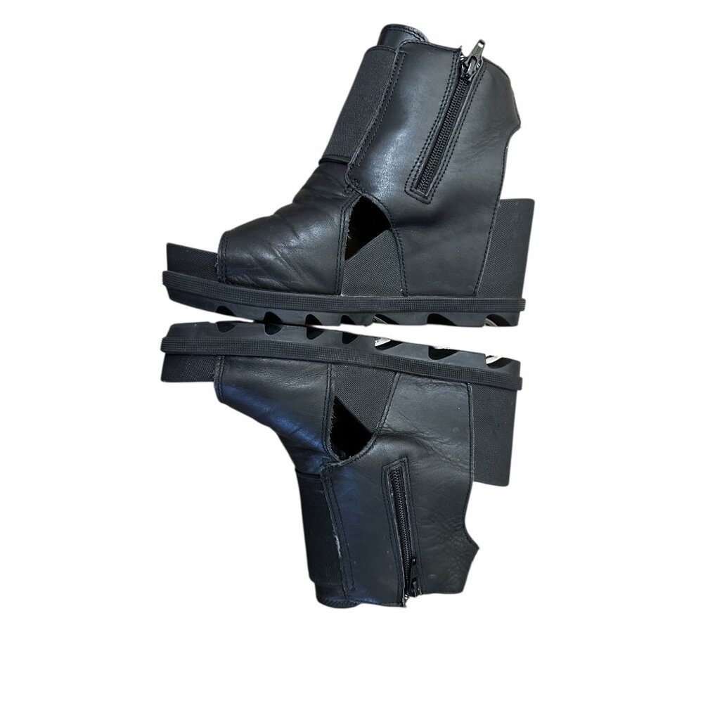 Sorel Joanie II Bootie Platform Sandals Womens 9 Black Cut Out Comfort Zipper - Picture 13 of 14